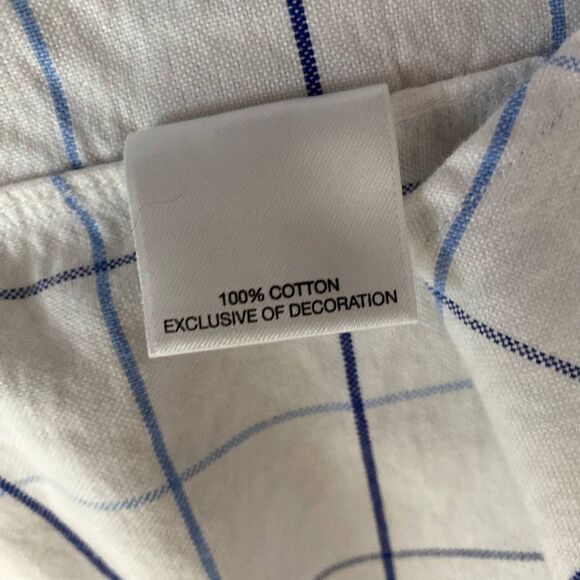 Cremieux Classic Short Sleeve Button Down 100% Cotton White Plaid Size Medium - Picture 5 of 5